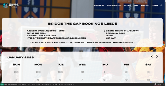 Security scan screenshot of http://btgfootballbookings.com/bookings/Leeds