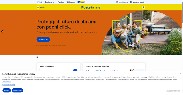 Security scan screenshot of http://poste.it/