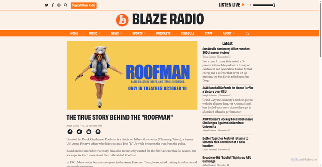 Security scan screenshot of https://www.blazeradioonline.com/article/2025/10/m5o4zew4xrm0gze