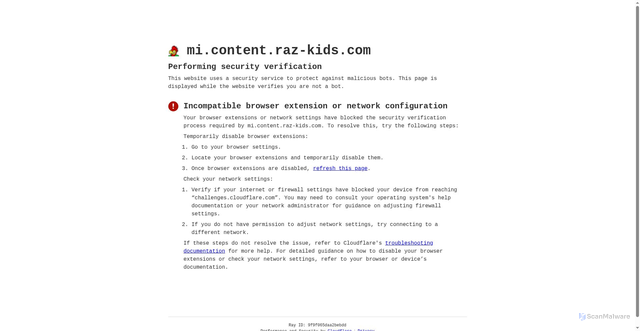 Security scan screenshot of https://mi.content.raz-kids.com