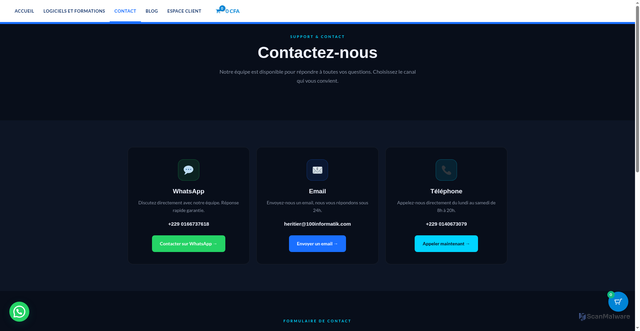 Security scan screenshot of https://100informatik.com/contact/