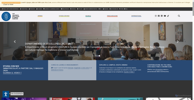 Security scan screenshot of https://www.uniurb.it