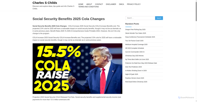 Security scan screenshot of https://charlesschildsb.pages.dev/fwptz-social-security-benefits-2025-cola-changes-wgiyt/