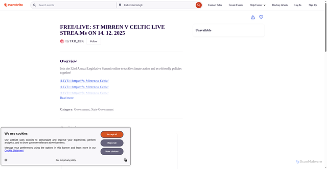 Security scan screenshot of https://www.eventbrite.ca/e/freelive-st-mirren-v-celtic-live-streams-on-14-12-2025-tickets-1977805775315?cbssports=