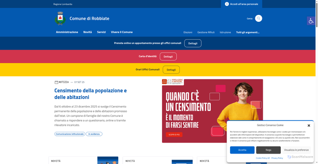 Security scan screenshot of https://comune.robbiate.lc.it/