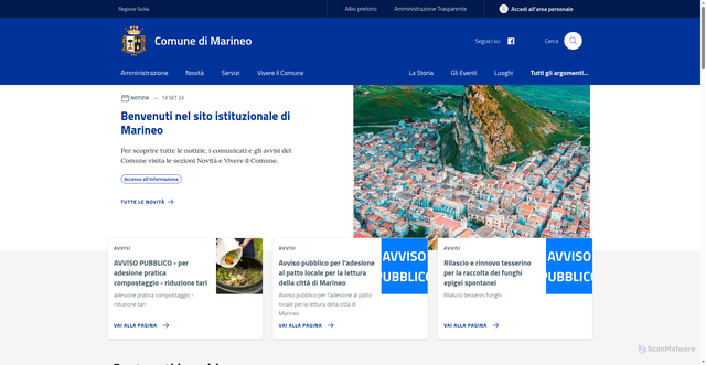 Security scan screenshot of https://www.comune.marineo.pa.it/