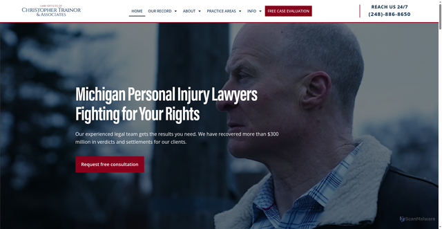 Security scan screenshot of https://www.michiganlegalcenter.com/