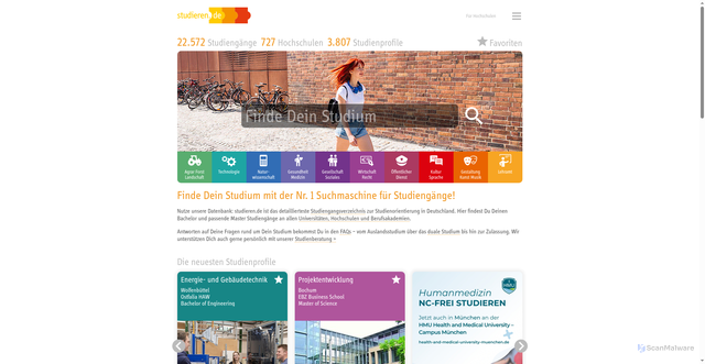 Security scan screenshot of https://studieren.de