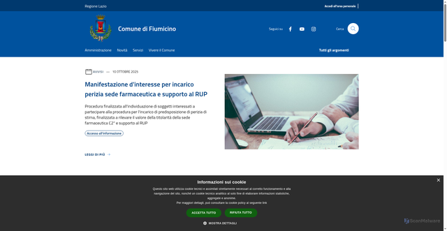 Security scan screenshot of https://www.comune.fiumicino.rm.it/it