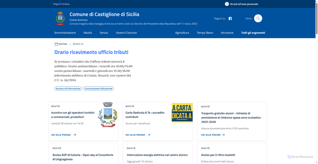 Security scan screenshot of https://www.comune.castiglionedisicilia.ct.it/