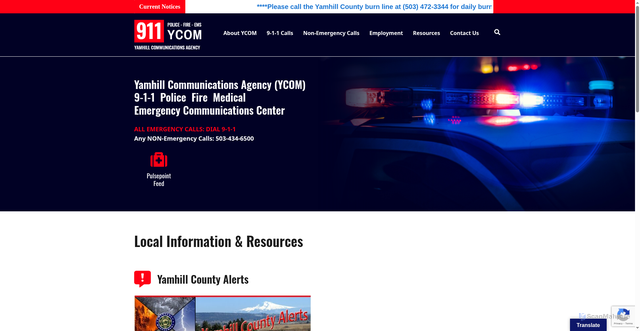 Security scan screenshot of https://www.ycom911.gov/
