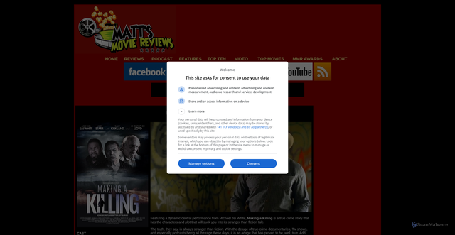 Security scan screenshot of https://www.mattsmoviereviews.net/movie-critic-reviews/making-a-killing.html