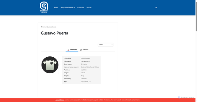 Security scan screenshot of https://astaansports.com/joomsport_player/gustavo-puerta/