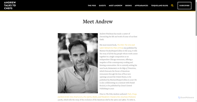 Security scan screenshot of https://andrewtalkstochefs.com/about/