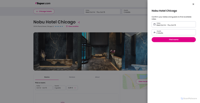 Security scan screenshot of https://www.super.com/travel/hotels/nobu-hotel-chicago-chicago/lYzYw7wj