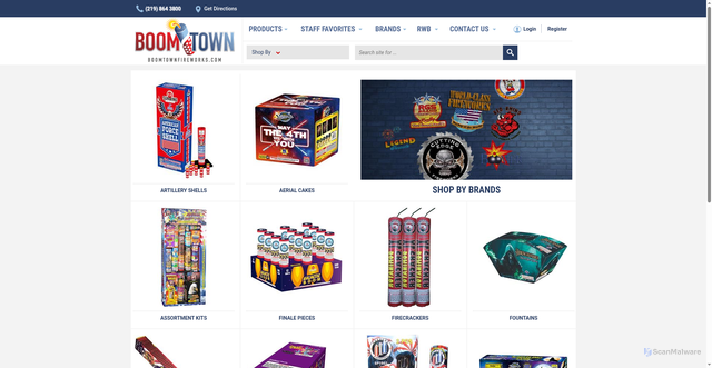 Security scan screenshot of https://www.boomtownfireworks.com/store/