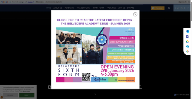 Security scan screenshot of https://www.belvedereacademy.net/