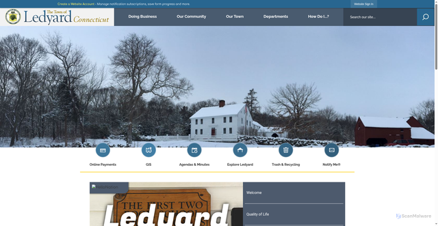 Security scan screenshot of https://www.ledyardct.org/