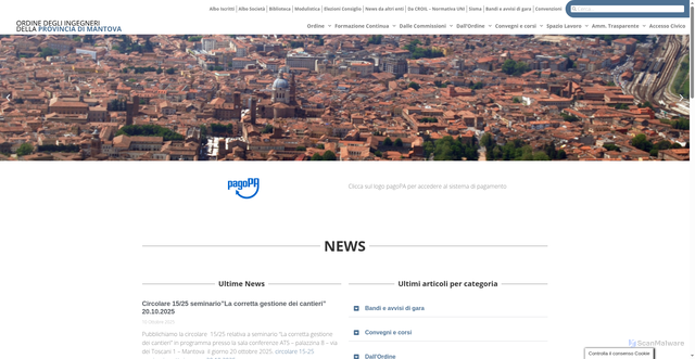 Security scan screenshot of https://www.ordineingegnerimantova.it/
