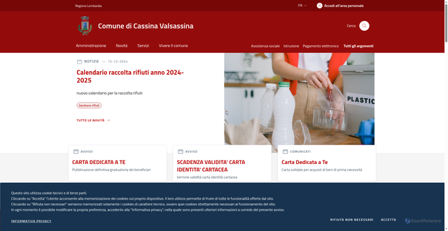 Security scan screenshot of https://www.comune.cassinavalsassina.lc.it/