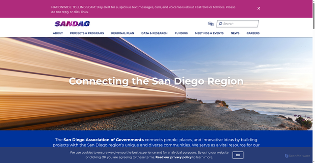 Security scan screenshot of https://www.sandag.org/