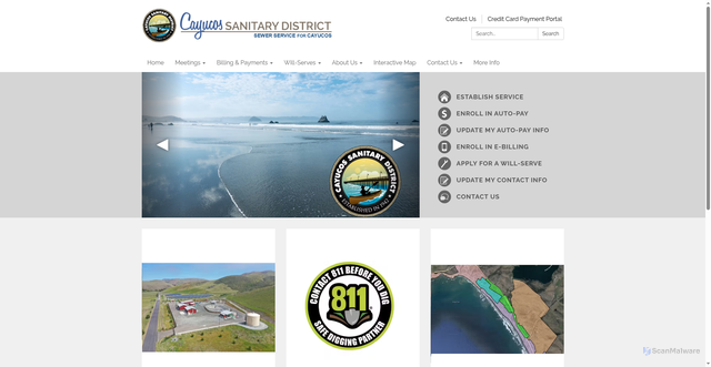 Security scan screenshot of https://www.cayucossanitarydistrict.gov/