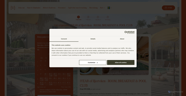 Security scan screenshot of https://booking.hjortviken.se/package/package-details?channelId=3d8479aa-3d42-4ac1-9109-144d3954c26a&packageId=1664b7c3-173b-4d94-a476-69bb7ae1f95e&utm_source=brace&utm_medium=email&utm_campaign=HJORTVIKEN_NB_B2C_SE_Y26_W4_BIRTHDAY&lid=tta29km3gttr