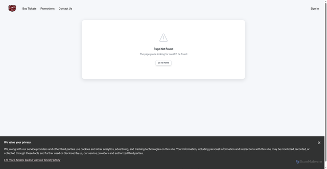 Security scan screenshot of https://mostate.evenue.net/event/FB27/FBA1008?RSRC=SIDEARM&RDAT=gamecenter
