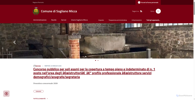 Security scan screenshot of https://www.comune.saglianomicca.bi.it