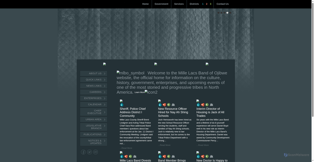 Security scan screenshot of http://millelacsband-nsn.gov/