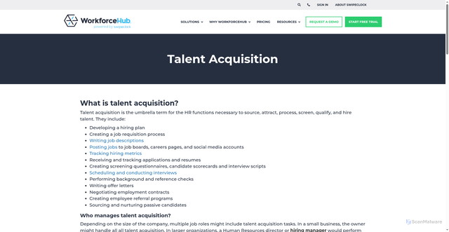Security scan screenshot of https://www.workforcehub.com/glossary/talent-acquisition/