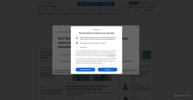 Security scan screenshot of https://www.thestar.com