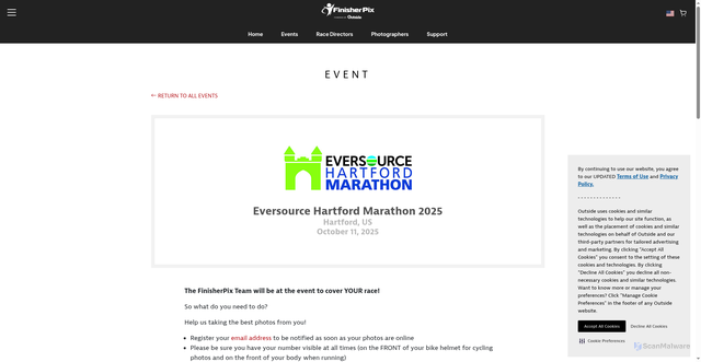Security scan screenshot of https://www.finisherpix.com/en/event/9649/