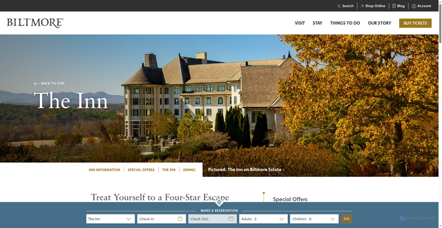 Security scan screenshot of https://www.biltmore.com/stay/the-inn/