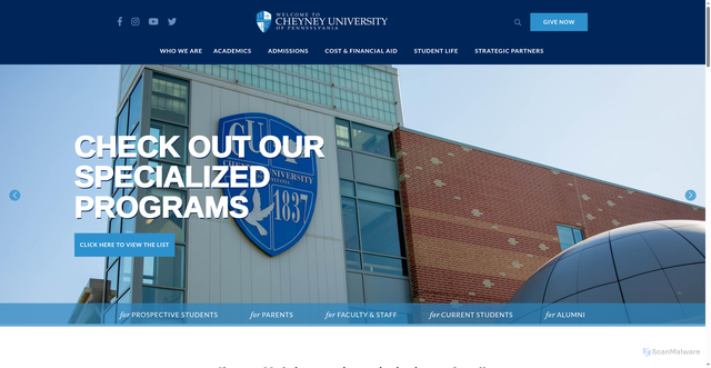 Security scan screenshot of https://cheyney.edu/