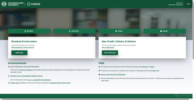 Security scan screenshot of https://colostate.instructure.com