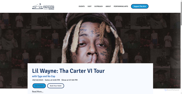 Security scan screenshot of https://www.woodlandscenter.org/events/2025/lil-wayne