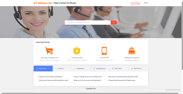 Security scan screenshot of https://service.alibaba.com