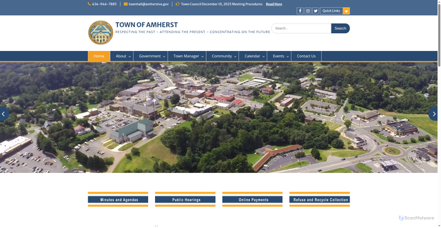 Security scan screenshot of https://amherstva.gov/