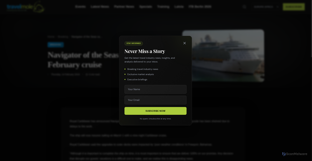 Security scan screenshot of https://travelmole.com/news/navigator-of-the-seas-cancels-february-cruise