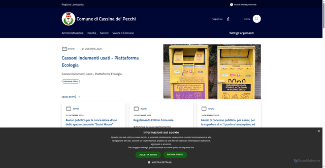 Security scan screenshot of https://www.comune.cassinadepecchi.mi.it/it