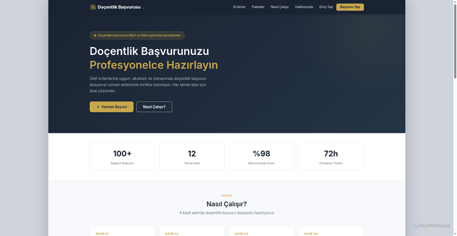 Security scan screenshot of https://docentlikbasvurusu.online/