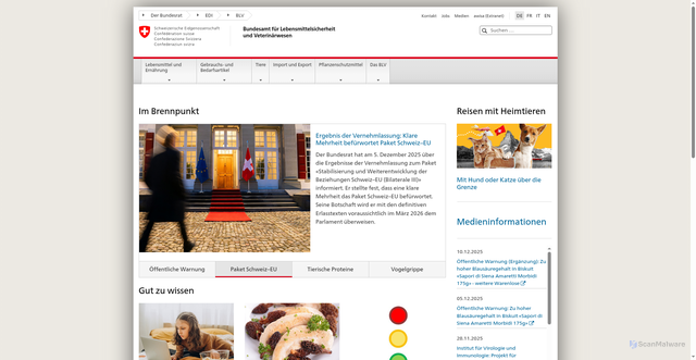 Security scan screenshot of https://www.blv.admin.ch/blv/de/home.html