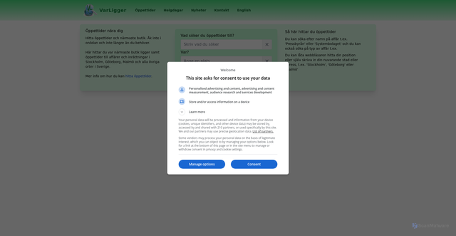 Security scan screenshot of https://varligger.se