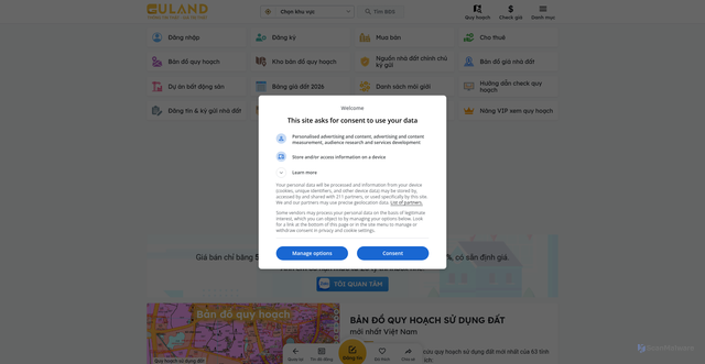 Security scan screenshot of https://guland.vn