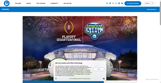 Security scan screenshot of https://www.cottonbowl.com/news/2025/12/20/football-miami-ohio-state-set-for-the-2025-cfp-quarterfinal-at-the-90th-goodyear-cotton-bowl-classic.aspx