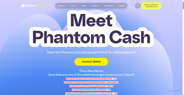 Security scan screenshot of https://phantom-cash.vercel.app/