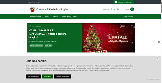 Security scan screenshot of https://www.comune.castello-d-argile.bo.it/