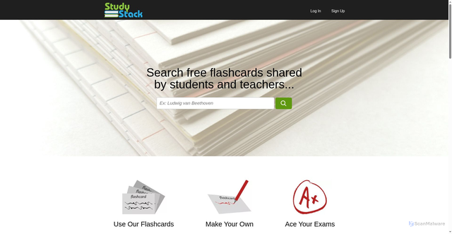 Security scan screenshot of https://studystack.com