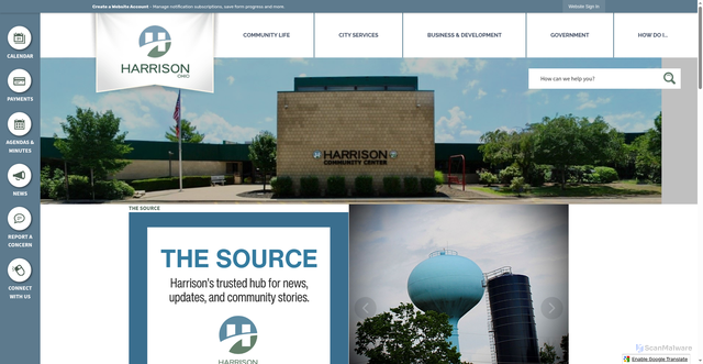 Security scan screenshot of https://harrisonohio.gov/